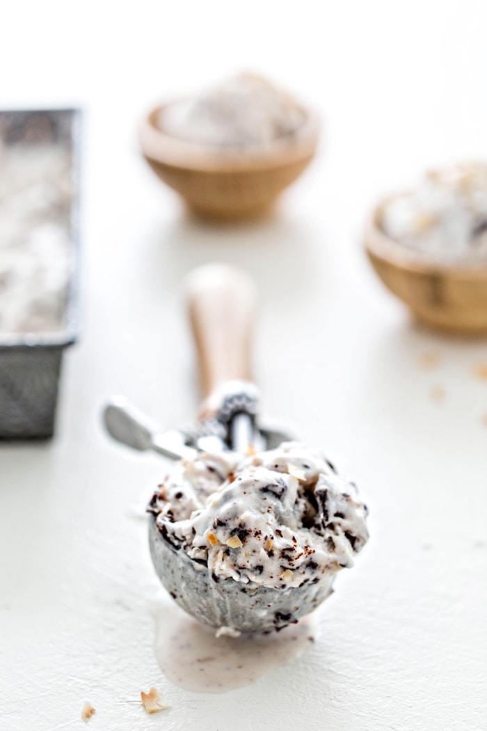 ice cream scoop with ice cream on a white background