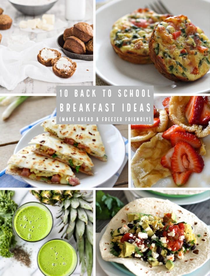 collage of back to school breakfast ideas