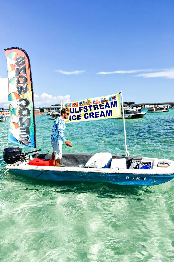photo of the gulfstream ice cream and snowcones boat at destin florida
