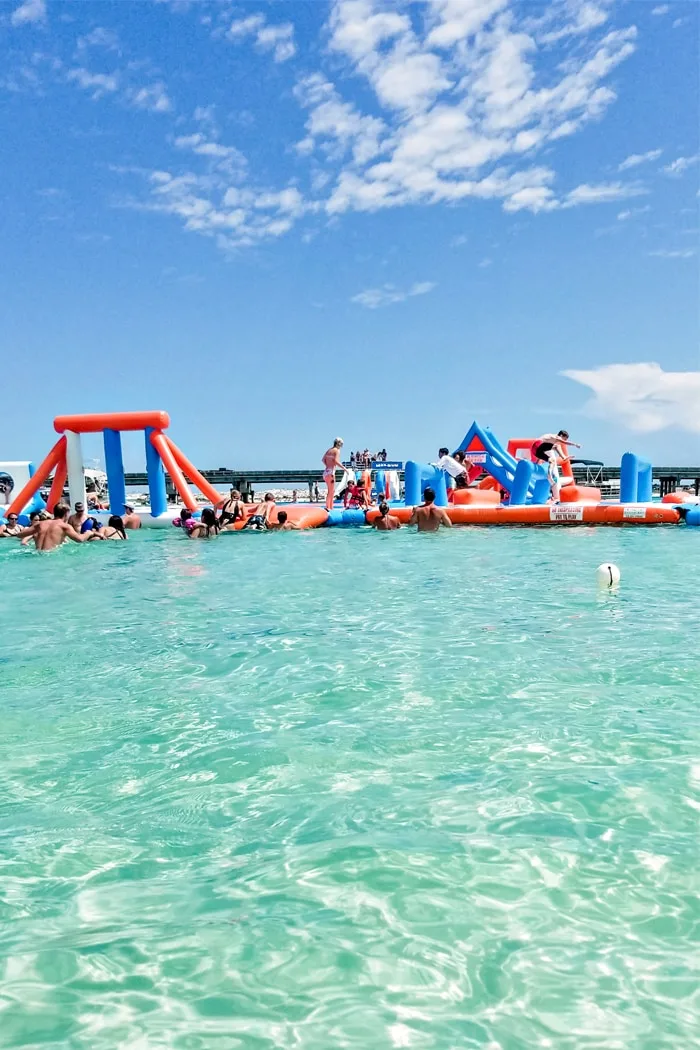 photo of crab island floating water park bouncy house