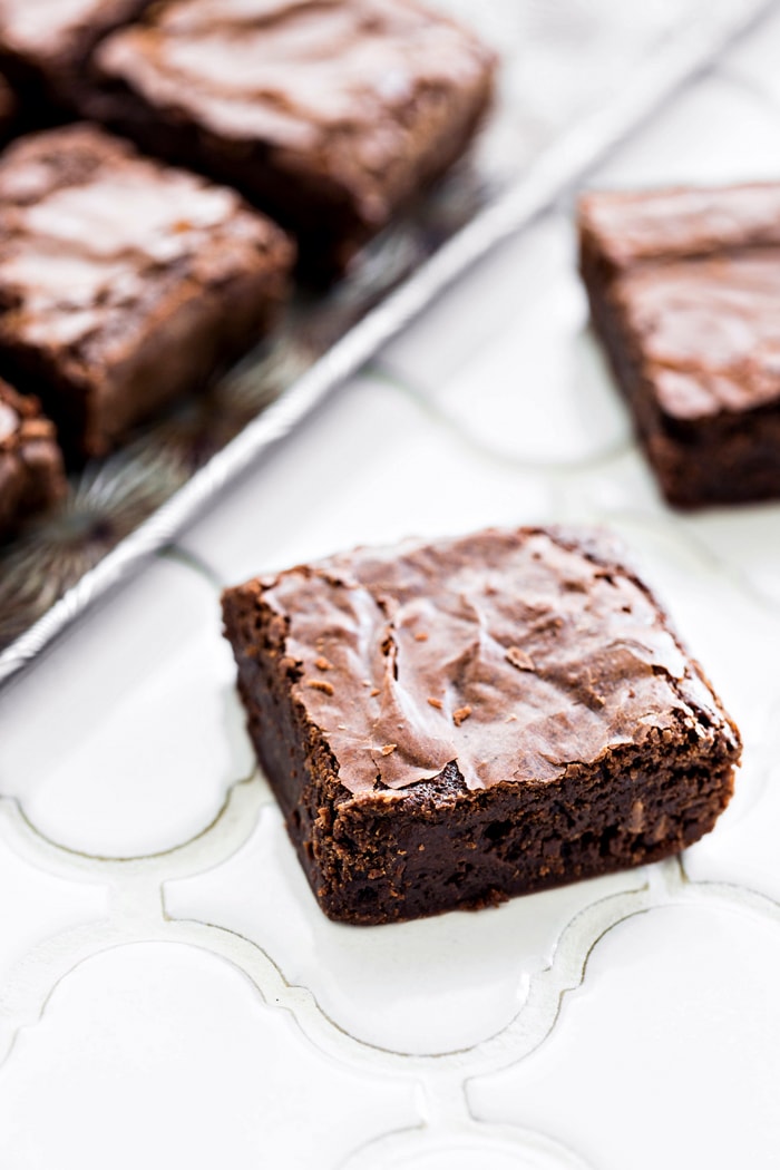 tray of homemade brownies