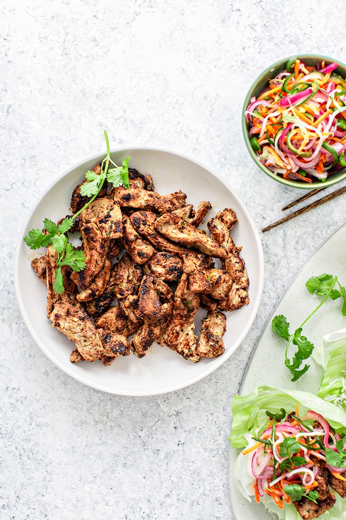 seared pork in a bowl