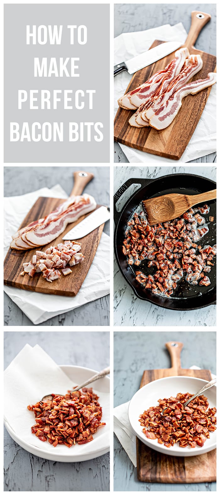 step by step images showing how to make homemade bacon bits
