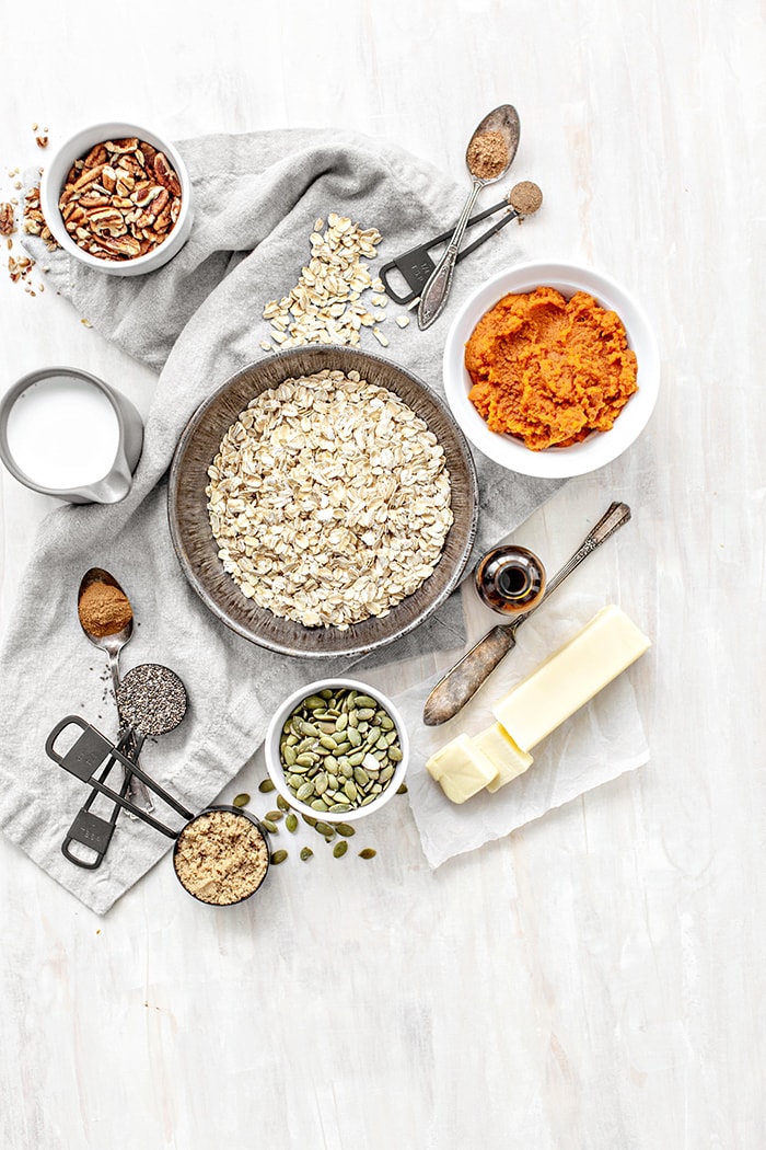 ingredients for pumpkin baked oatmeal