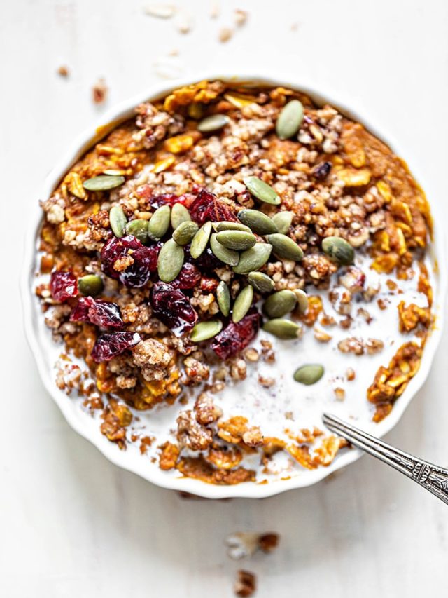 ramekin of pumpkin oatmeal