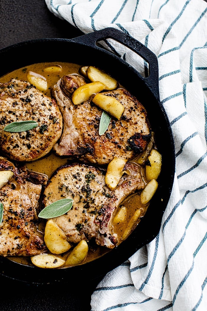 oven baked pork chops in cast iron skillet