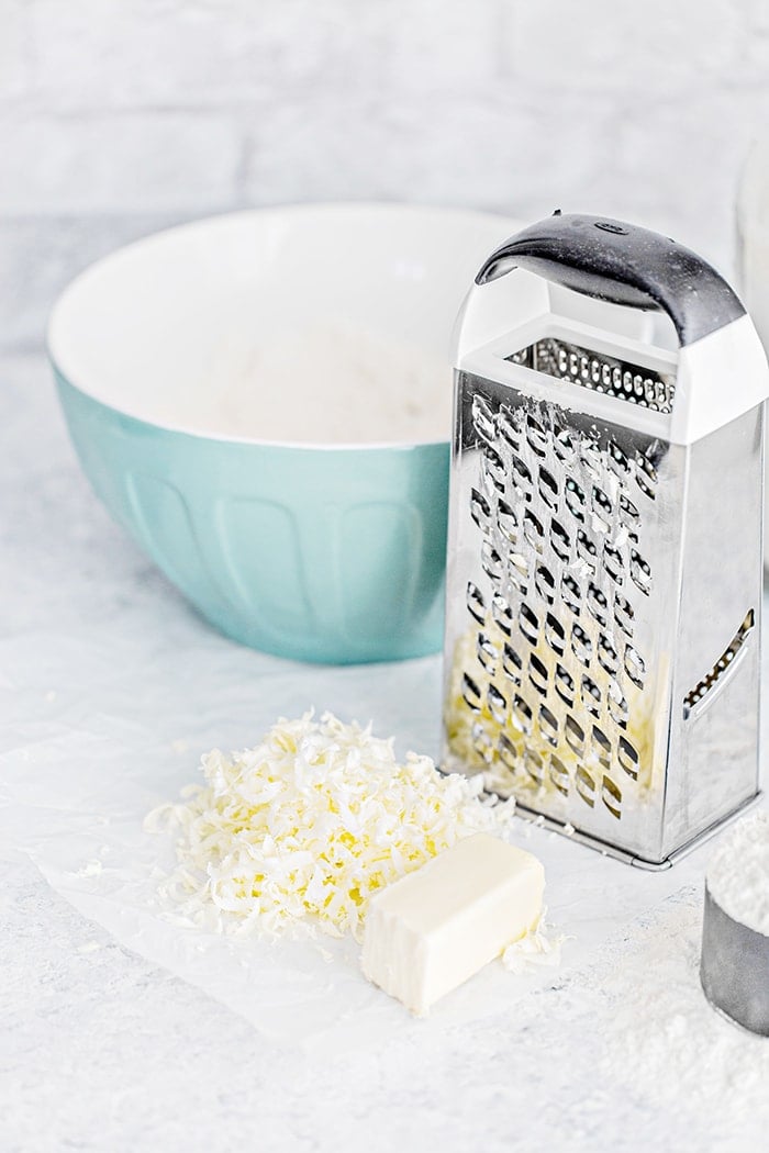 photo showing a method of cutting butter into flour