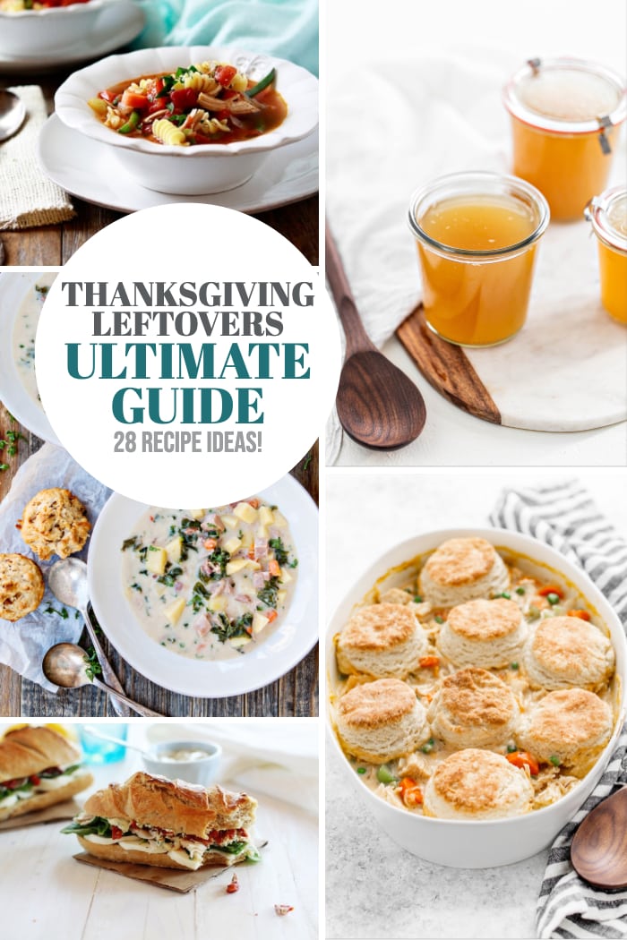 photo collage of recipes to make using thanksgiving leftovers