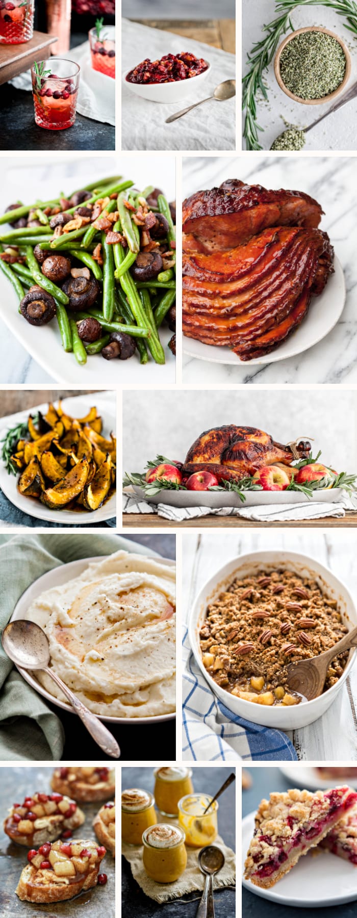 collage of recipe ideas to serve with this brined smoked turkey recipe 

