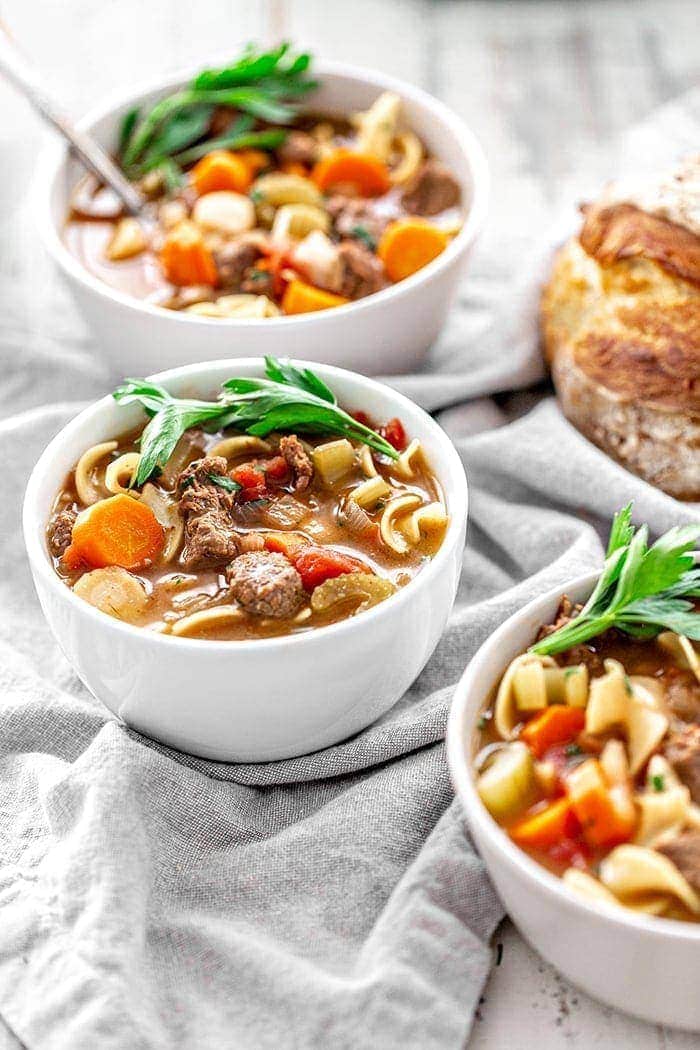 bowl of beef and noodle soup