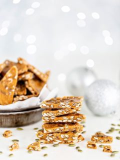 stack of brittle on white background