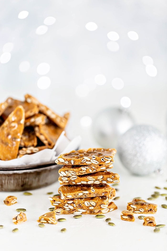 stack of brittle on white background