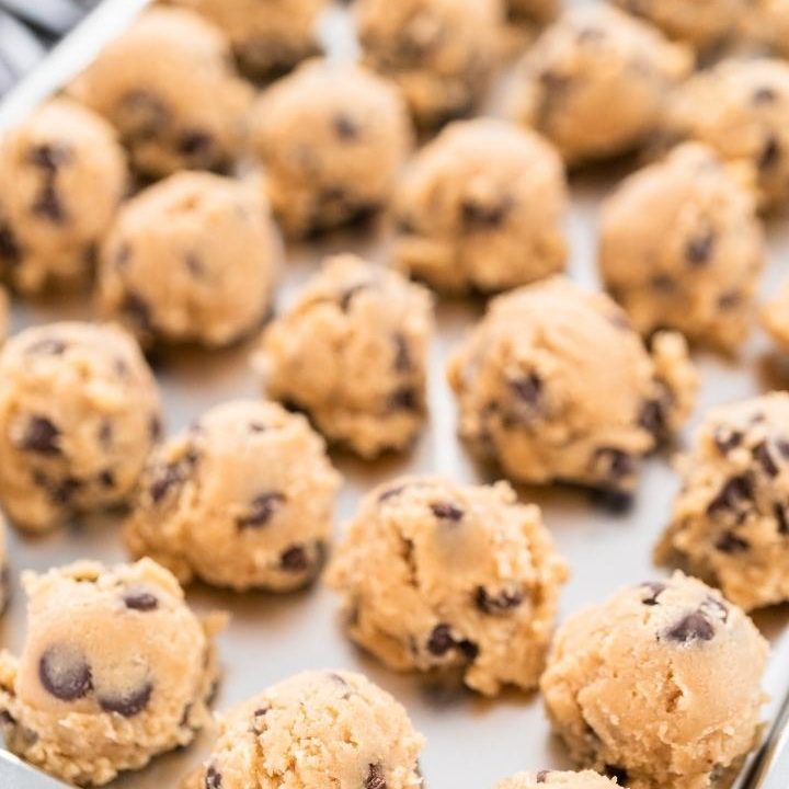 cookie dough balls on a tray