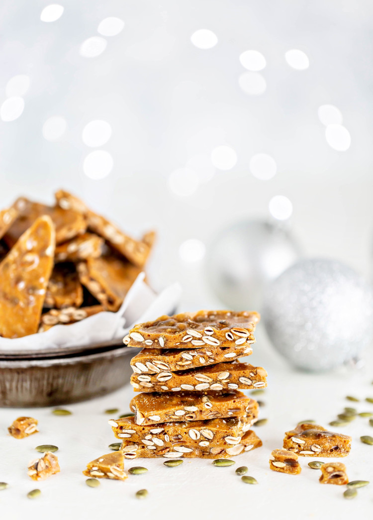 stack of brittle on white background