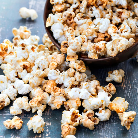 bowl of popcorn on table