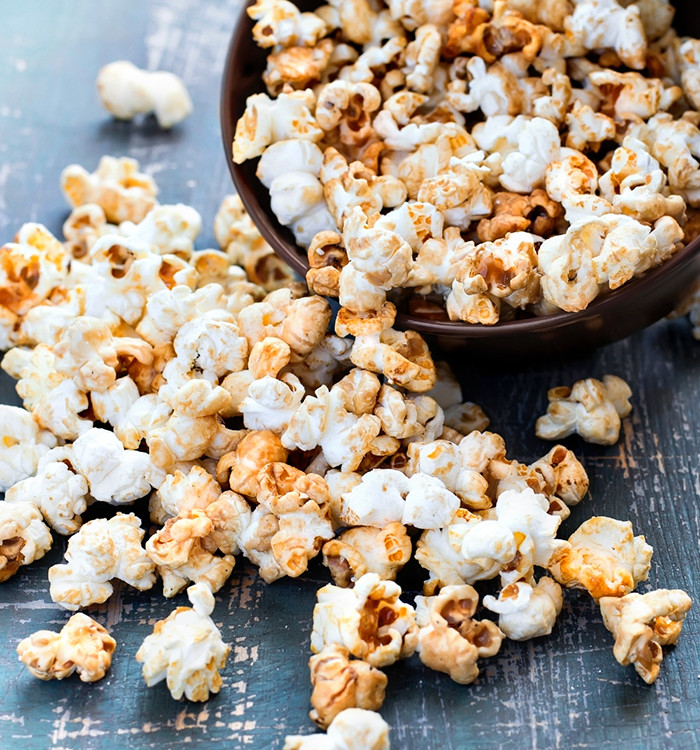 bowl of popcorn on table