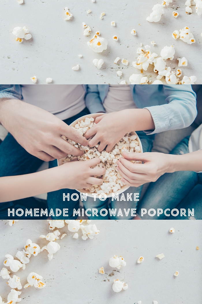family eating popcorn from a bowl
