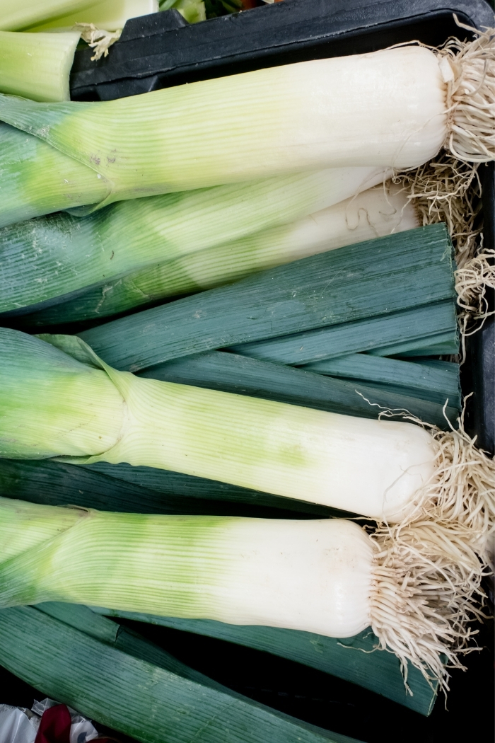 bunch of leeks stacked