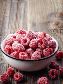 bowl of frozen raspberries