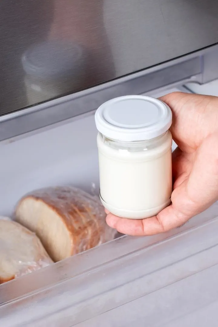 jar of buttermilk in the freezer