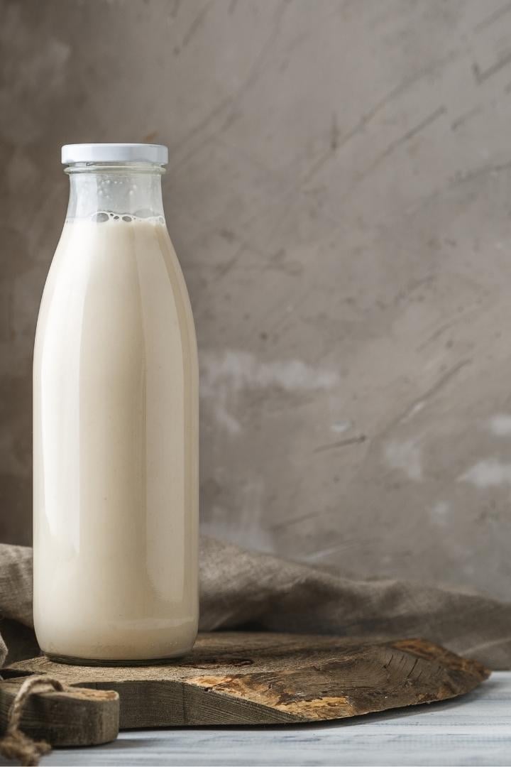 jar of buttermilk on a rustic background
