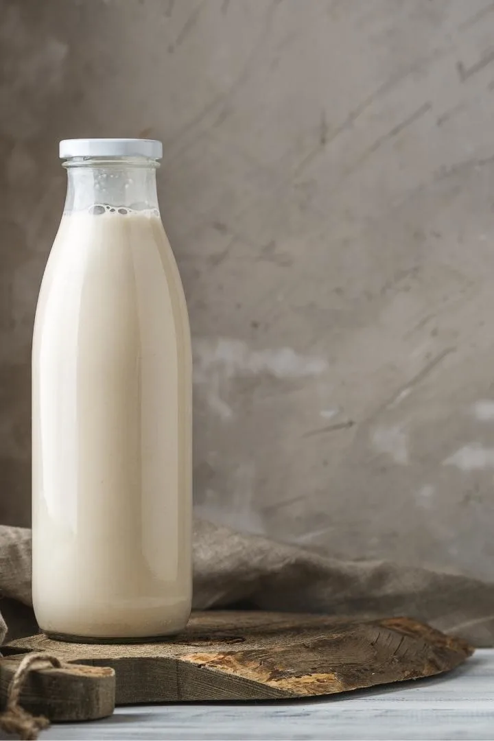 jar of buttermilk on a rustic background