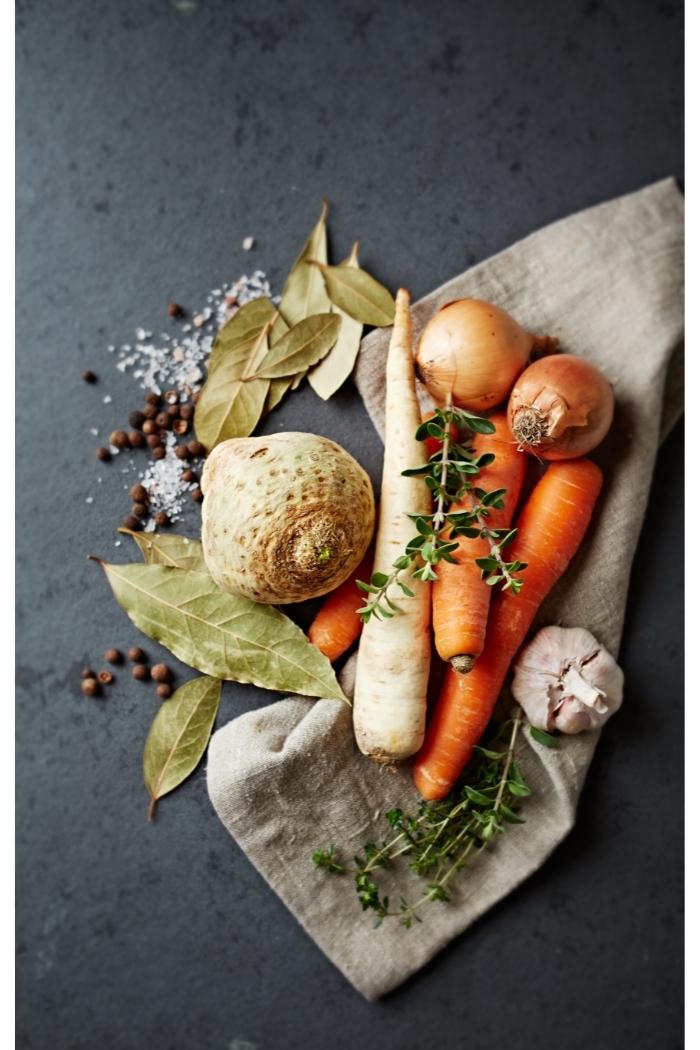 ingredients to make a vegetable broth recipe