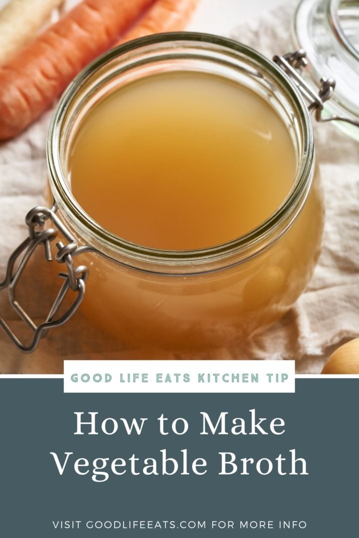 jar of a homemade broth from this vegetable broth recipe