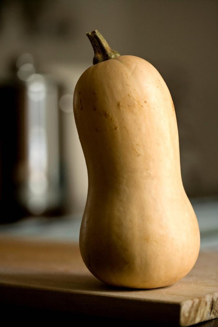 close up of a butternut squash on the counter