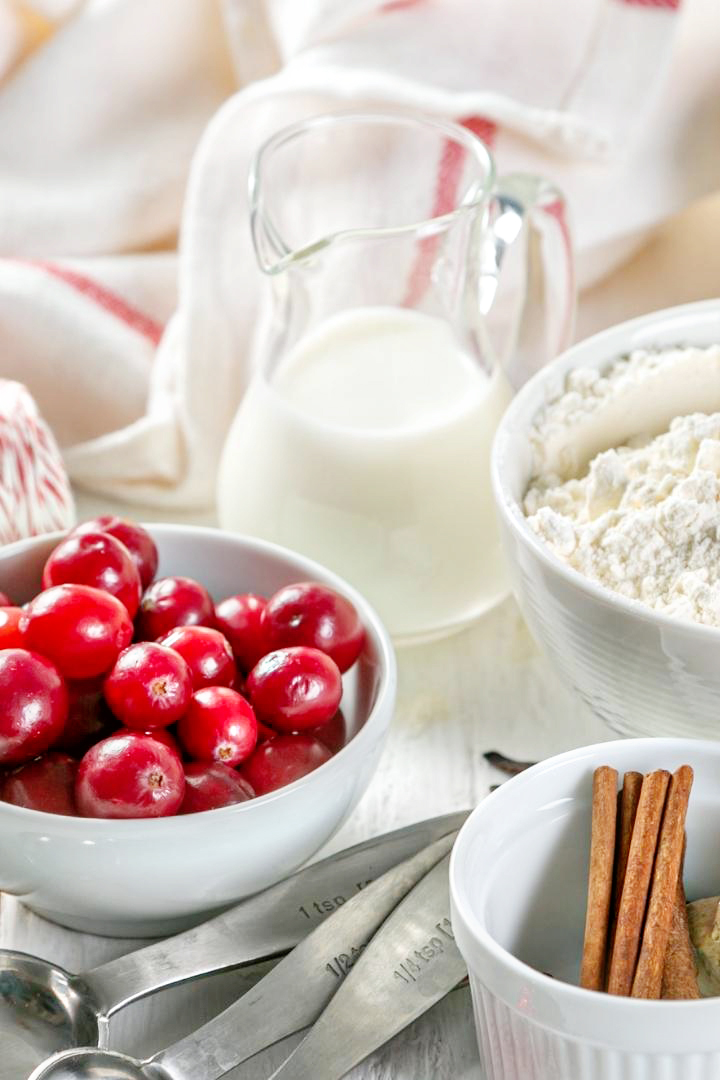 baking ingredients with cranberries