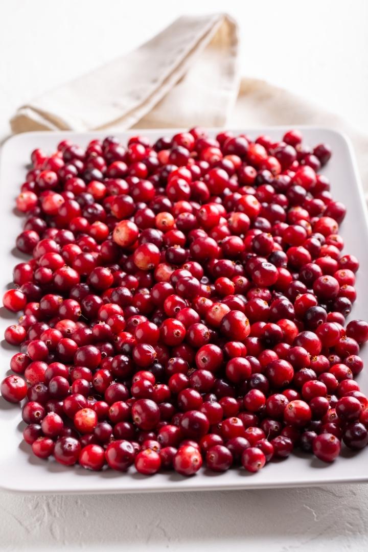 cranberries on a white platter