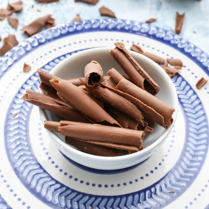 chocolate curls in a bowl