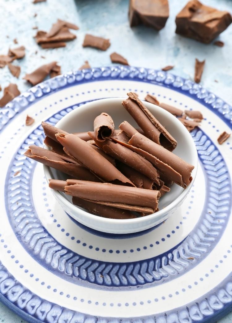 chocolate curls in a bowl