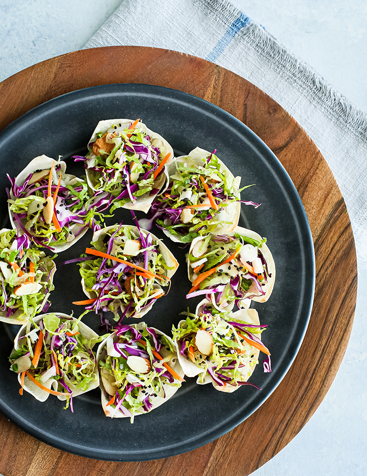 image of Asian Salad Wonton Cup Appetizers recipe by Good Life Eats