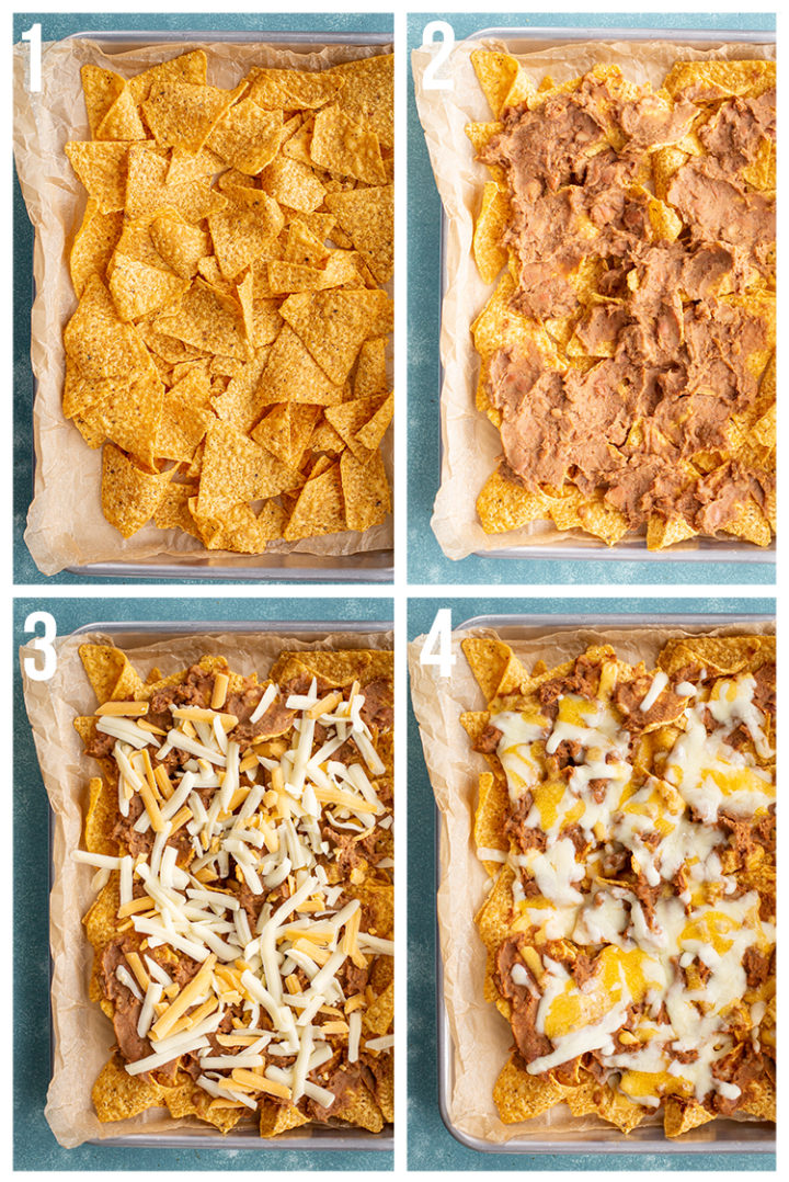 step by step photos showing how to make easy nachos