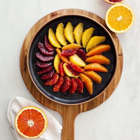 overhead shot of segmented oranges