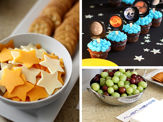 photo of space birthday party snacks for a space themed birthday