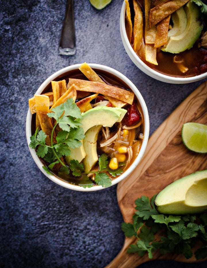 photos of a recipe for chicken tortilla soup