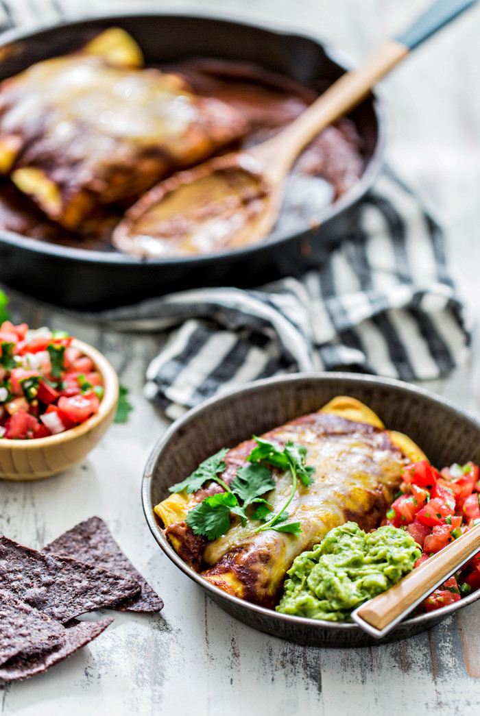 pan of chicken enchiladas