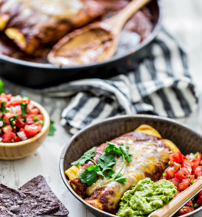 pan of chicken enchiladas