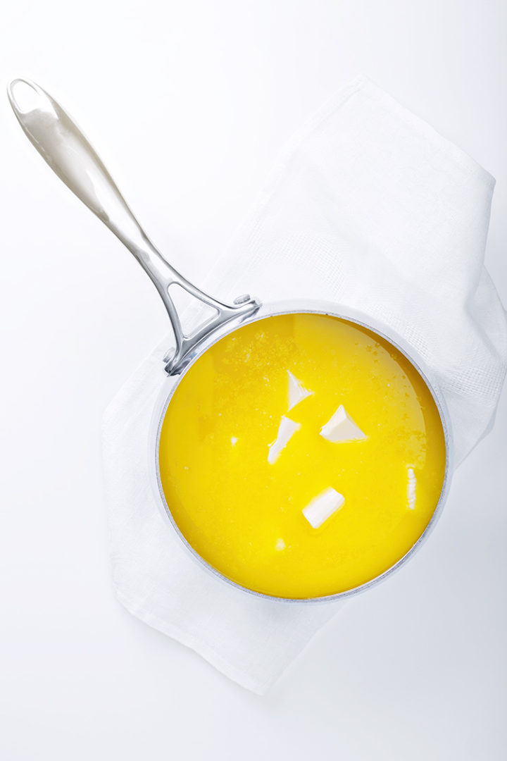 a photo of melting butter in a saucepan to make clarified butter