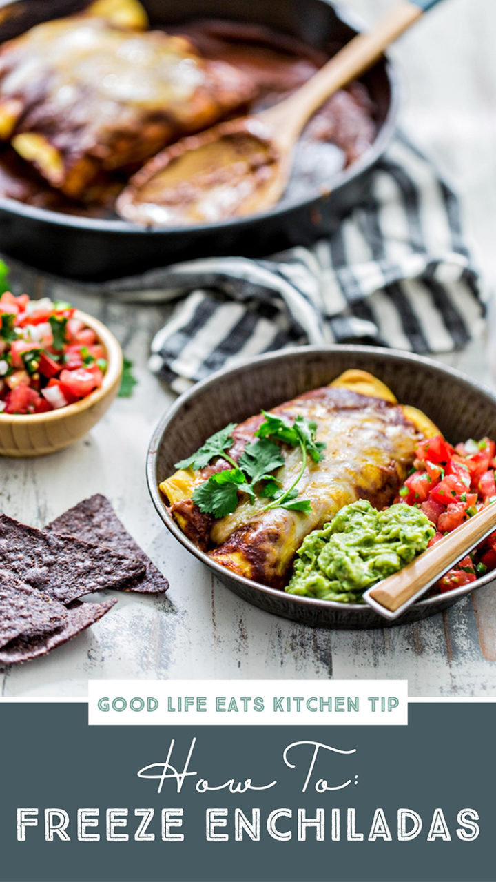 photo of chicken enchiladas to go with instructions for how to freeze enchiladas