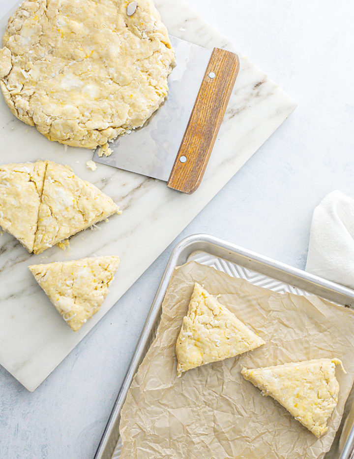 photo of preparing the dough for a toasted coconut scone recipe