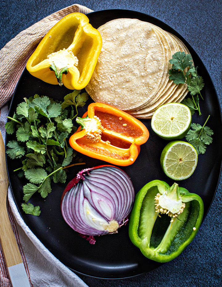 photo of ingredients to make flank steak fajitas