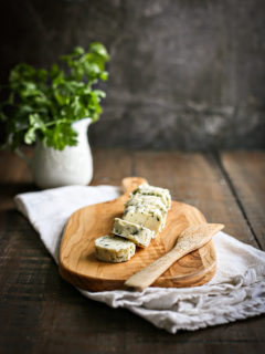 photo of cilantro lime butter on a cutting board