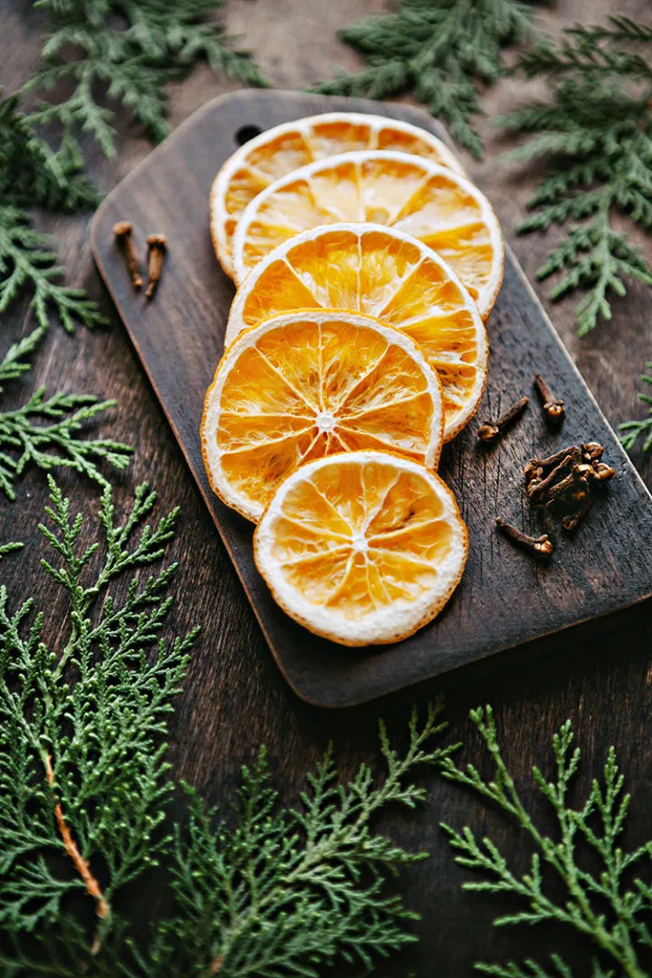 photo of dried orange slices on a cutting board