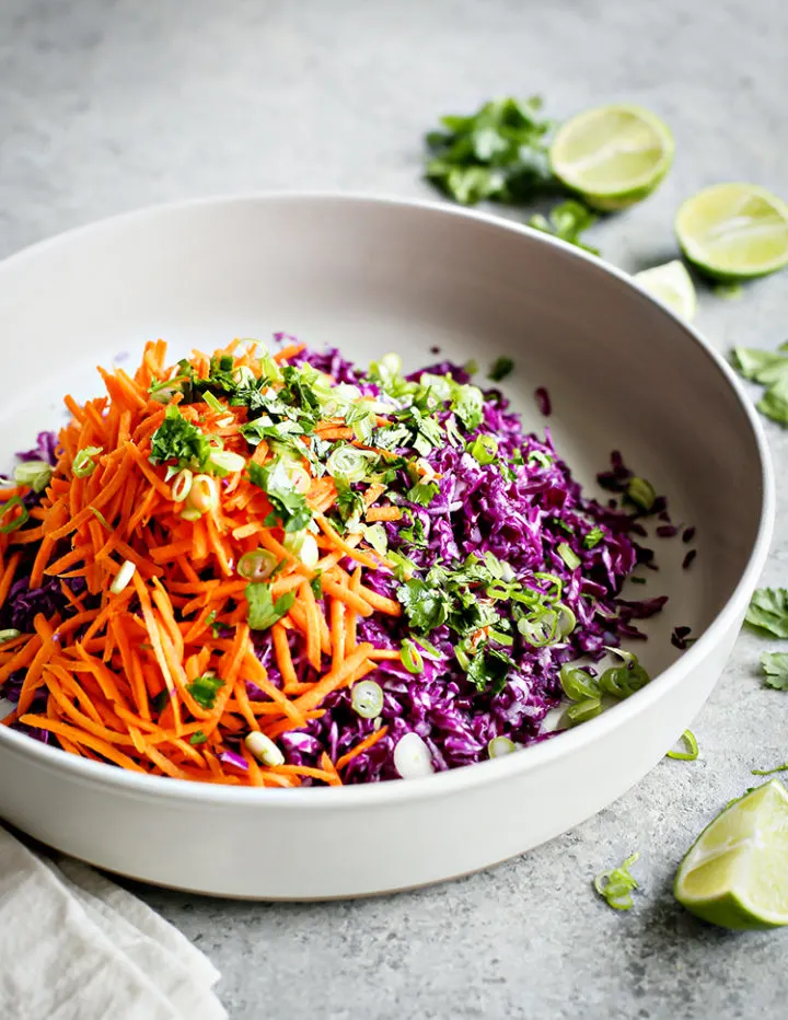 photo of cilantro lime slaw in a bowl