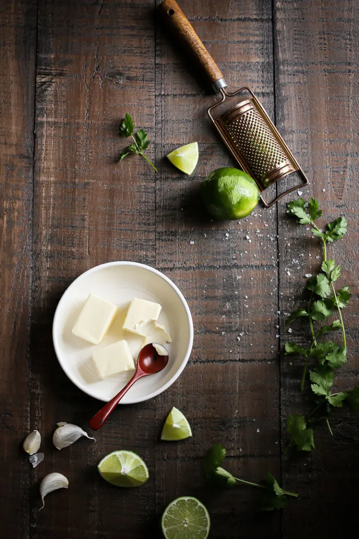 photo of ingredients to make cilantro lime butter
