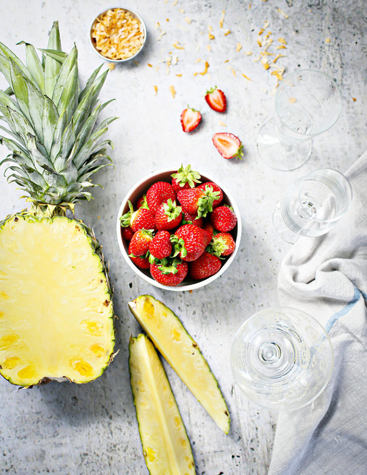 photo of ingredients to make a Strawberry Pineapple Smoothie 