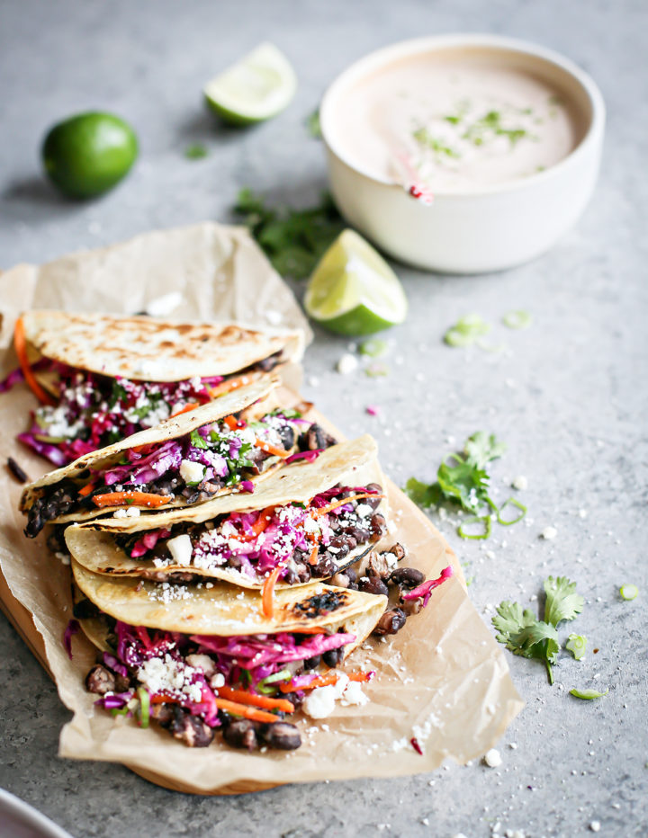 photo of black bean tacos on a cutting board